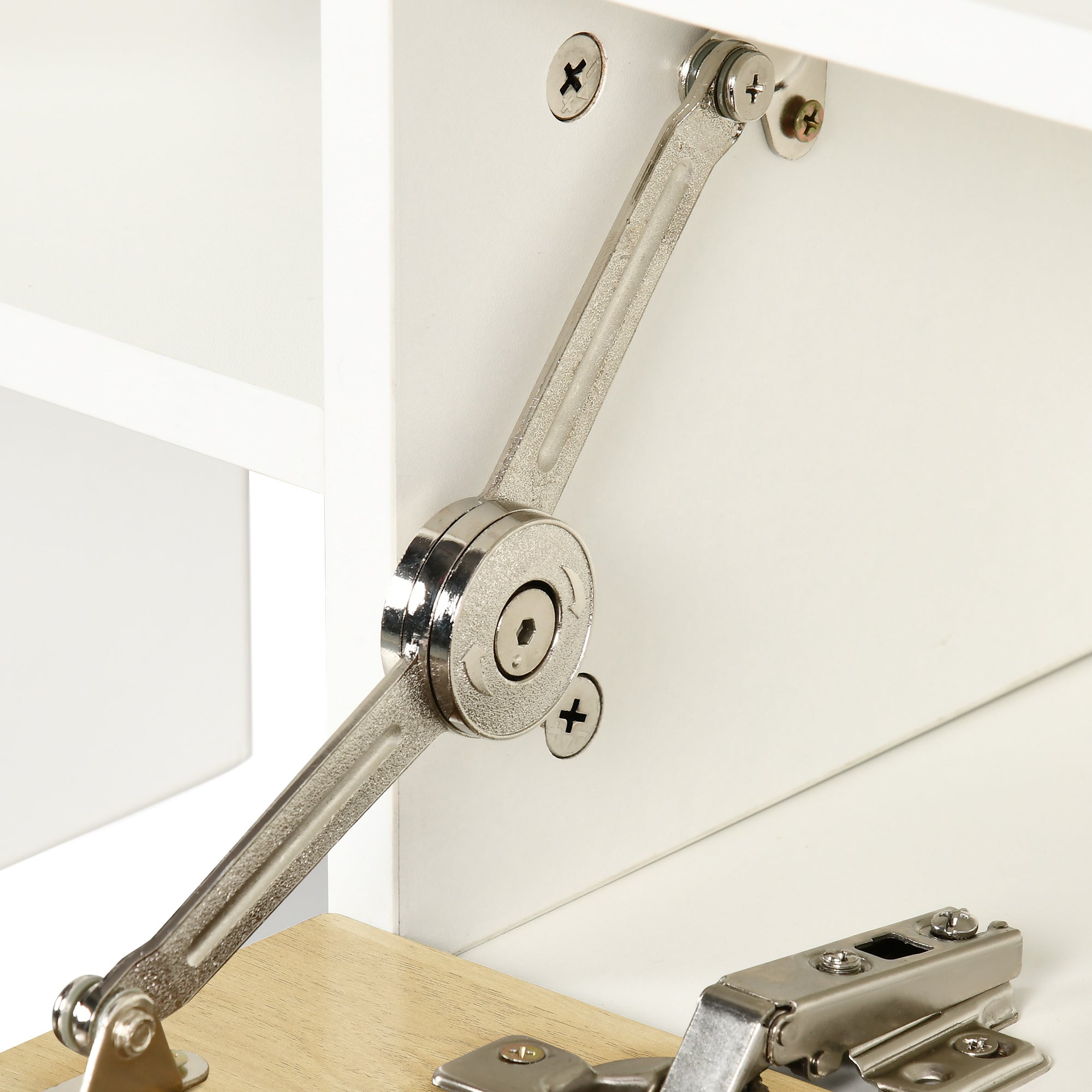 Kozy TV Cabinet with Wall Shelf for Wall-Mounted 65" TVs or Standing 40" TVs - White and Natural