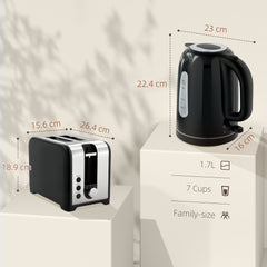 Kozy - Simple Polished Toaster and Kettle Set - Black