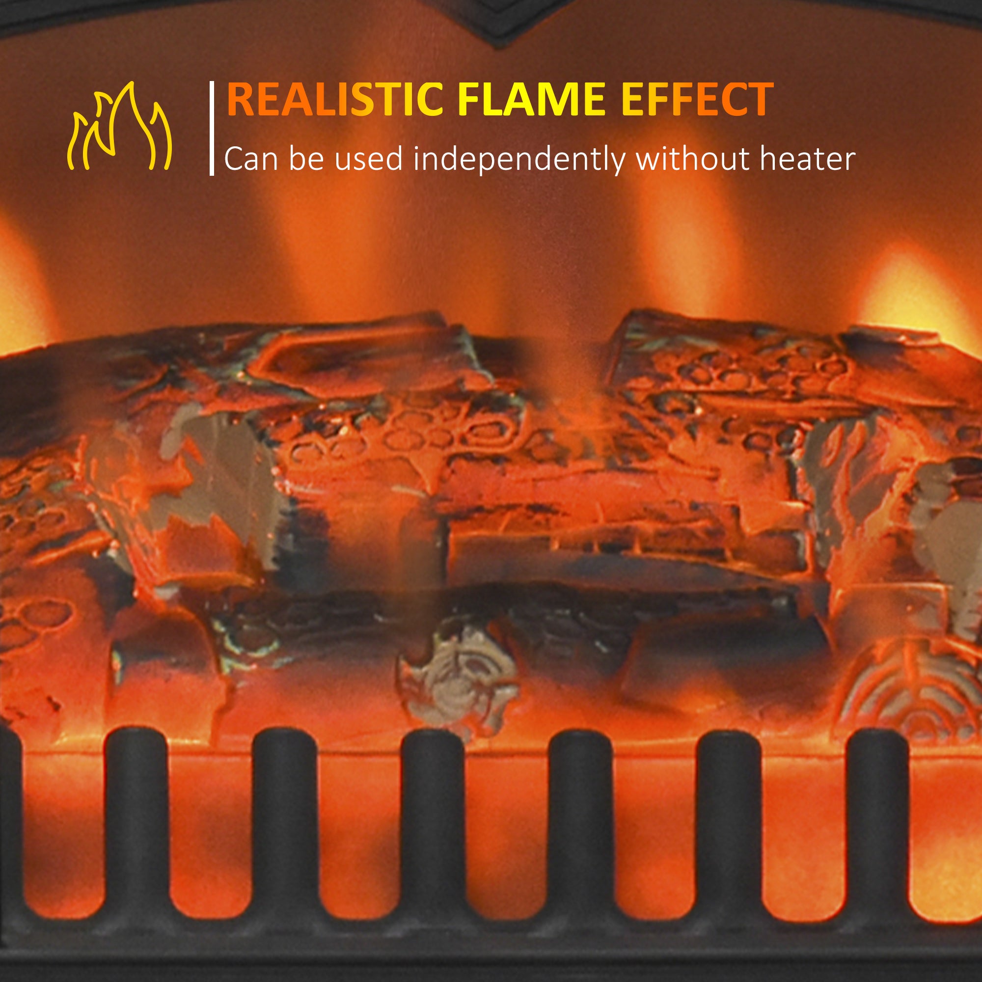 Kozy - Freestanding Electric Fireplace Indoor Heater Glass View Log Wood Burning Effect Flame Portable Fireplace Stove 950/1850W Black