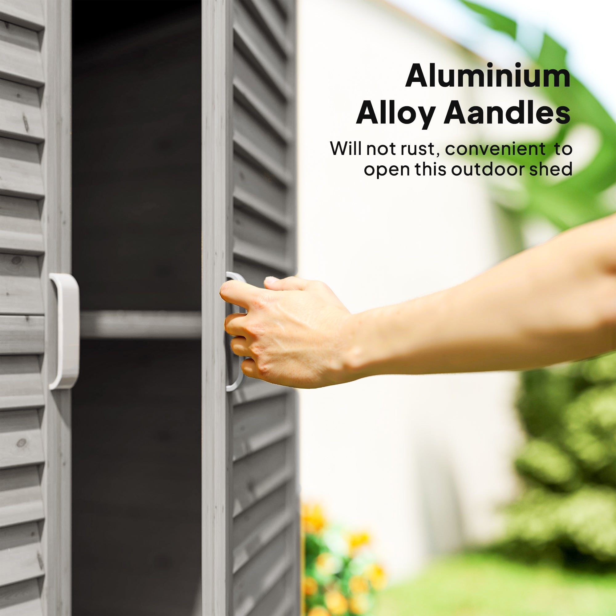 Kozy Garden Shed Wooden Garden Storage Shed 2 Door Unit Solid Fir Wood Garage Tool Organisation Cabinet, 87L x 46.5W x 96.5Hcm, Grey