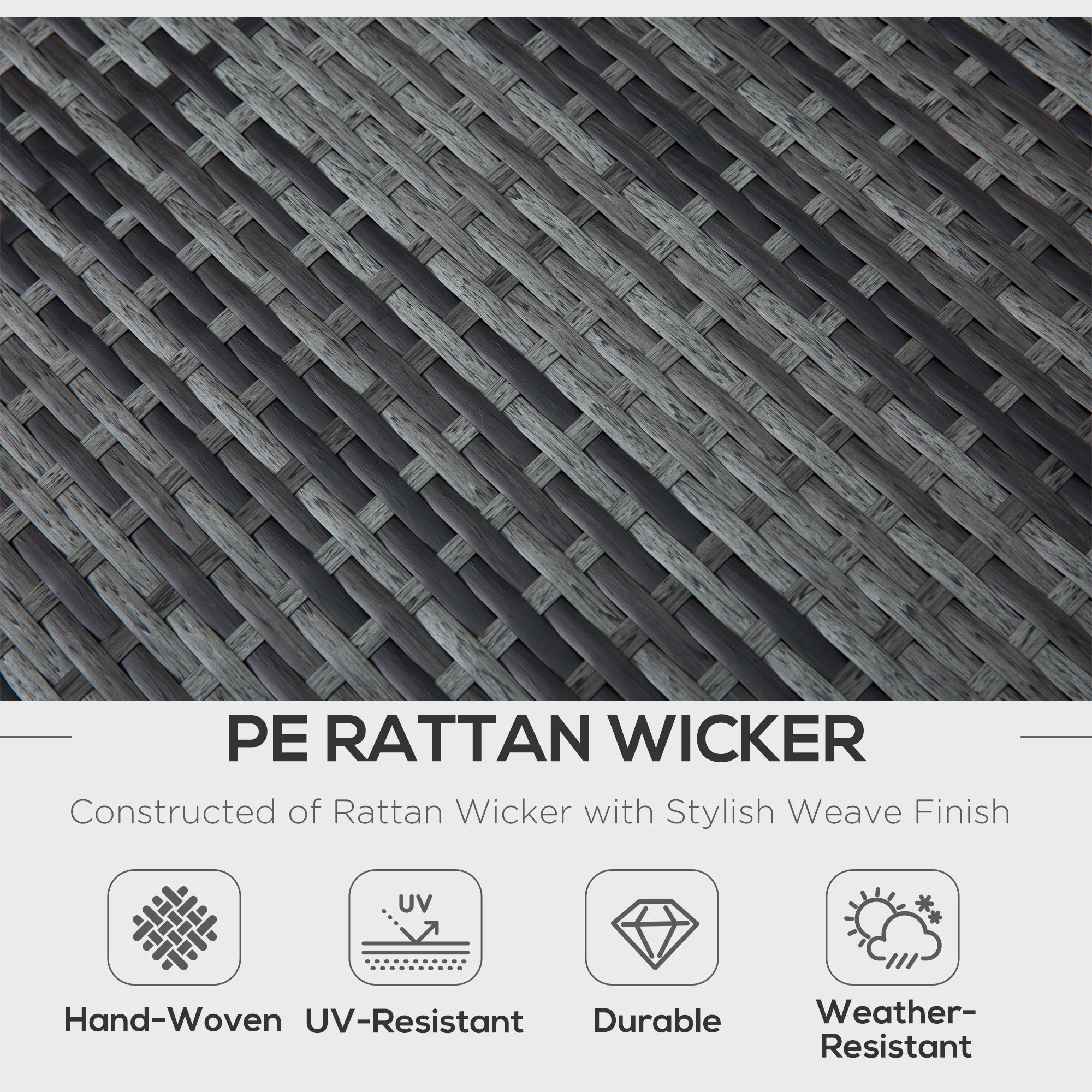 Kozy 4 Pcs Rattan Wicker Garden Furniture Patio Sofa Storage & Table Set w/ 2 Drawers Coffee Table,Great Cushioned 4 Seats Corner Sofa - Grey