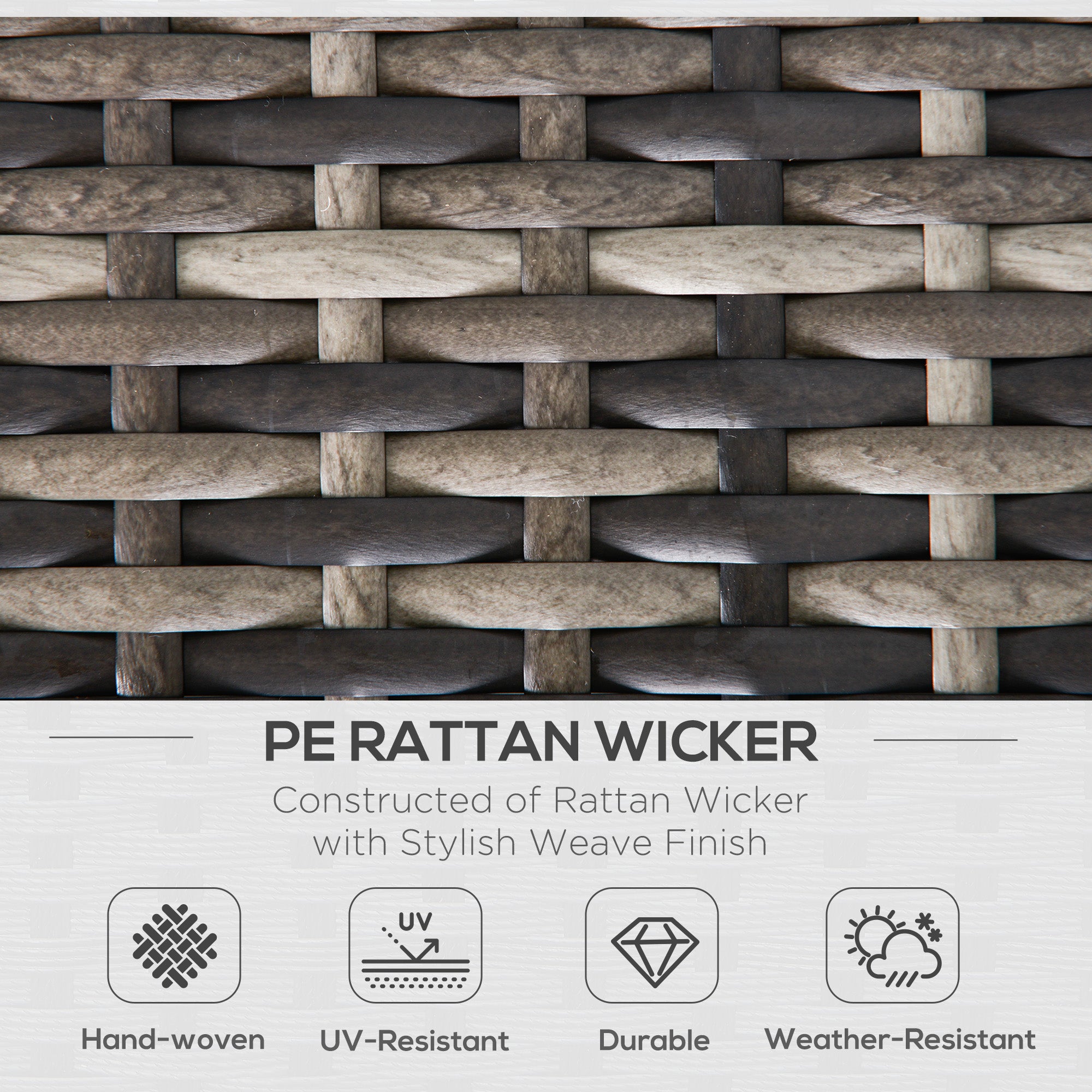 Kozy Outdoor PE Rattan Corner Sofa, Garden Wicker Furniture Single Sofa Chair w/ Cushions, Deep Grey