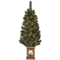 Kozy - 4ft Artificial Christmas Tree with 80 Warm White LED Lights, 8 Modes and Remote, Realistic Xmas Tree with Square Stand for Party Decoration, Green