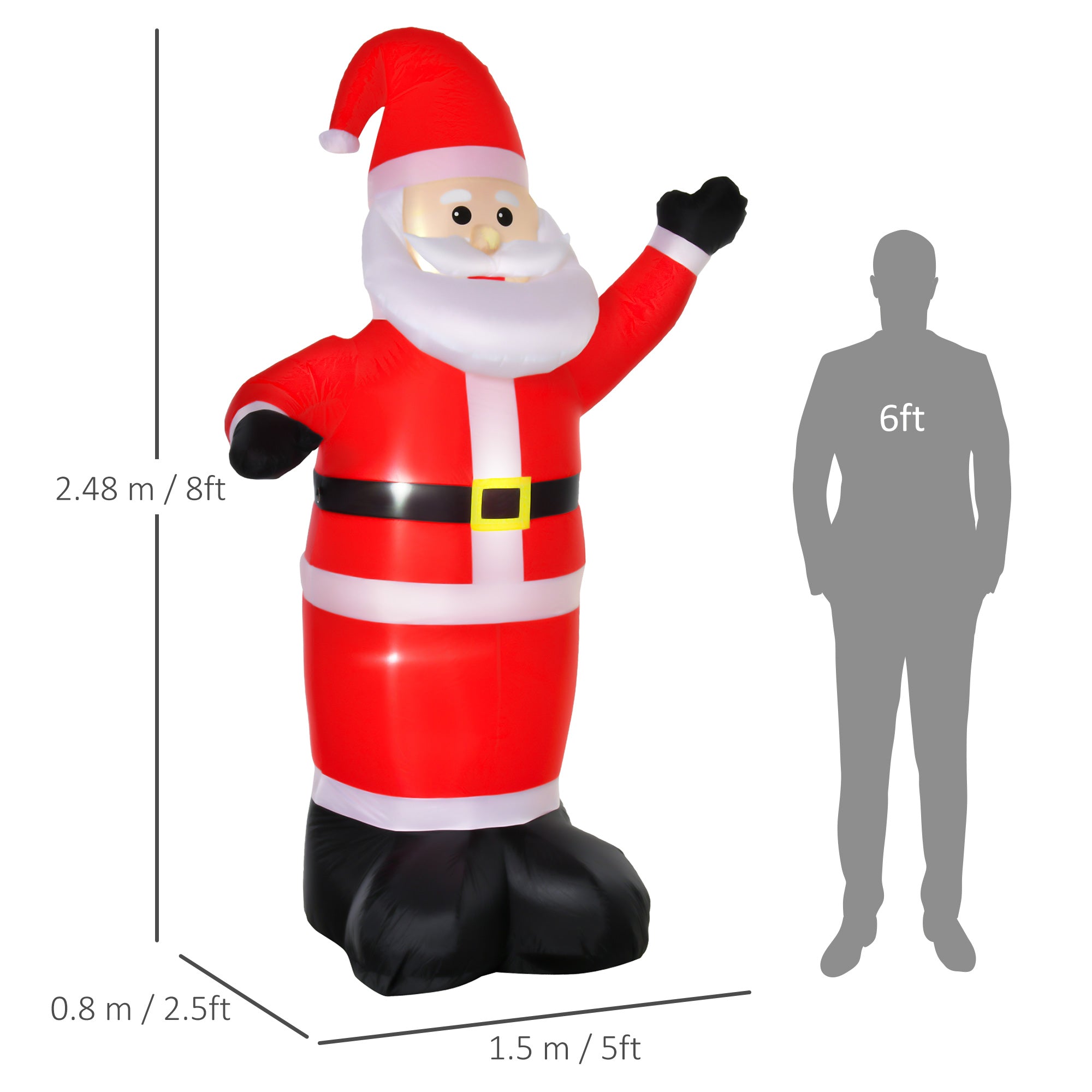 Kozy 8ft Inflatable Christmas Santa Claus Xmas Decoration with LED Holiday Air Blown Yard Outdoor Décor