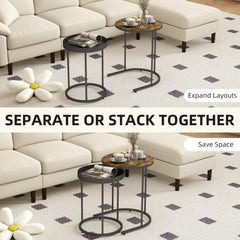 Kozy Round Nesting Side Table Set of 2 - Rustic Brown