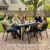 7 Pieces Outdoor Dining Set with Umbrella Hole, Garden Table and Chairs Set for 6 with Table and Stackable Chairs