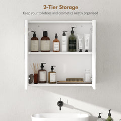 Kozy Double-Door Bathroom Mirror Cabinet - White