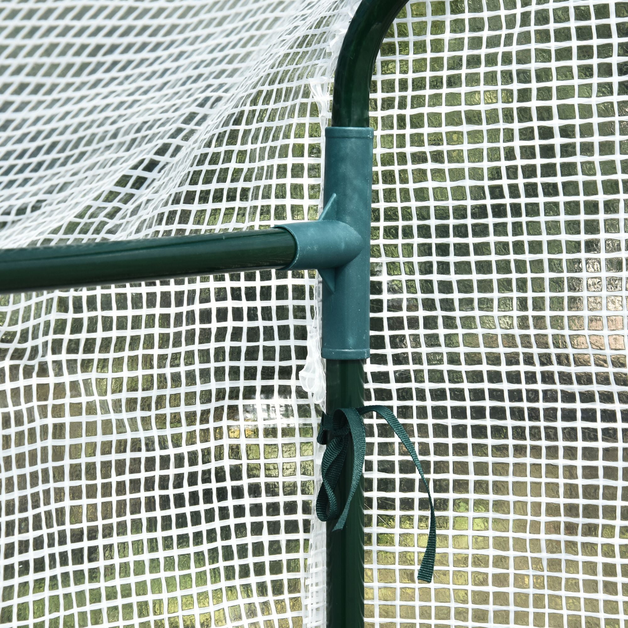 Kozy Walk In Greenhouse with 2-Tier Shelves, Roll up Zip Panel Door, Garden Polytunnel Steeple Grow House for Outdoor, 6 x 4 x 6ft White