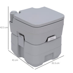 Outsunny Portable Travel Mobile Toilet Outdoor Camping Handle WC Grey