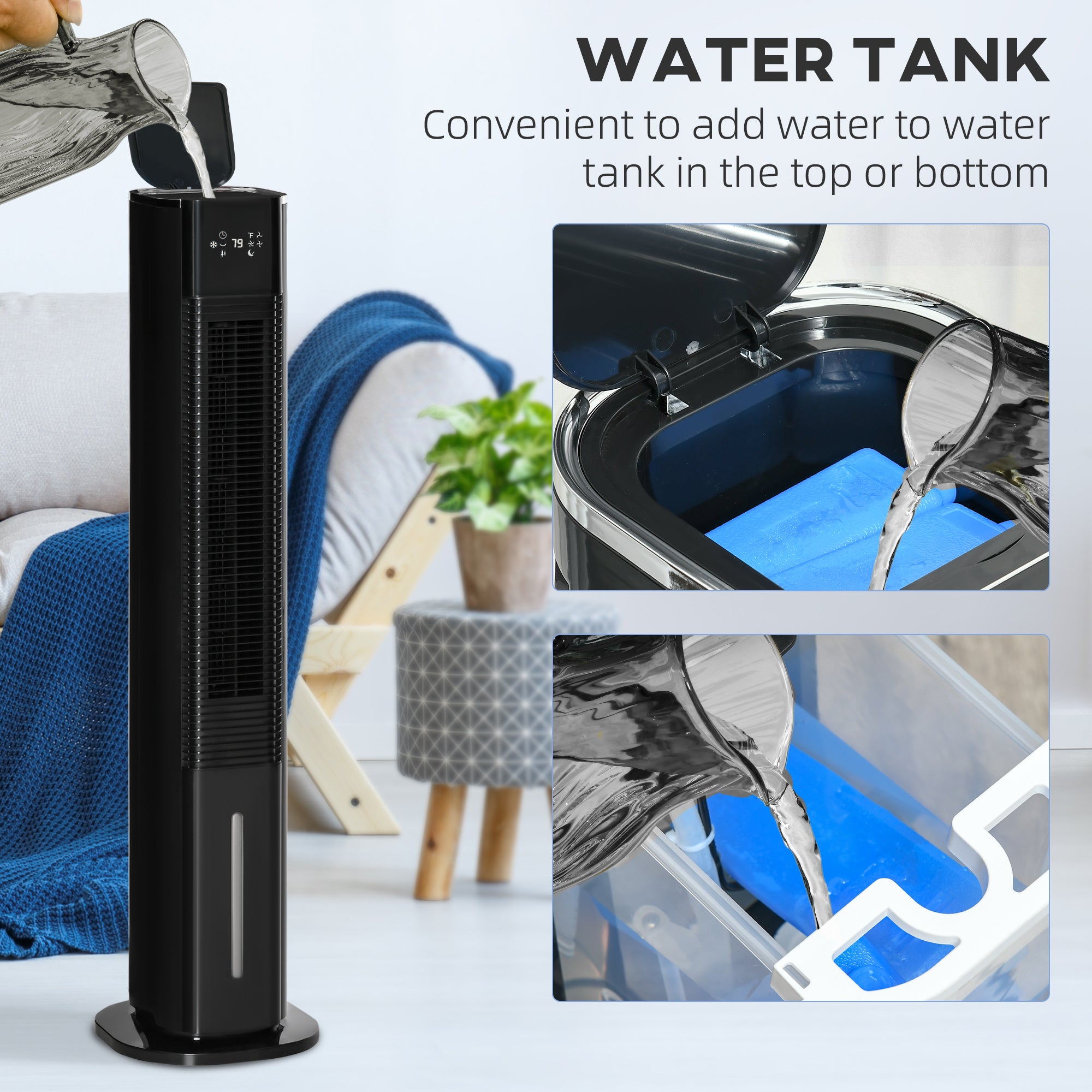 Kozy Portable Air Cooler, 6L Tank Humidifier Evaporative Ice Cooling Fan Water Conditioner Unit with 3 Modes, 3 Speed, Remote, Timer, Oscillating for Home Bedroom, White