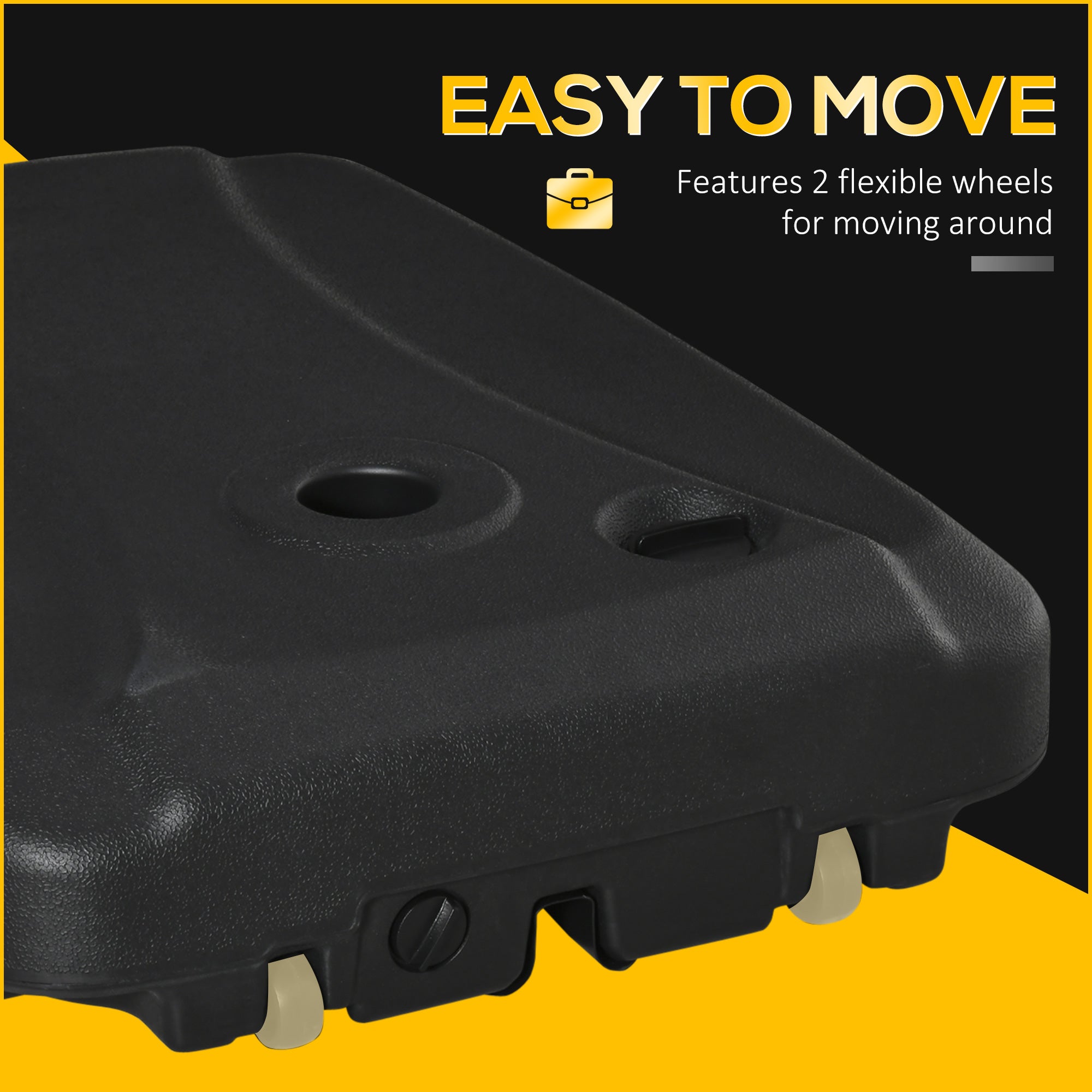 Kozy Parasol Base, Water and Sand Filled, Up to 75kg, Portable Umbrella Stand Weights for Cantilever Banana Parasol with Wheels, Black