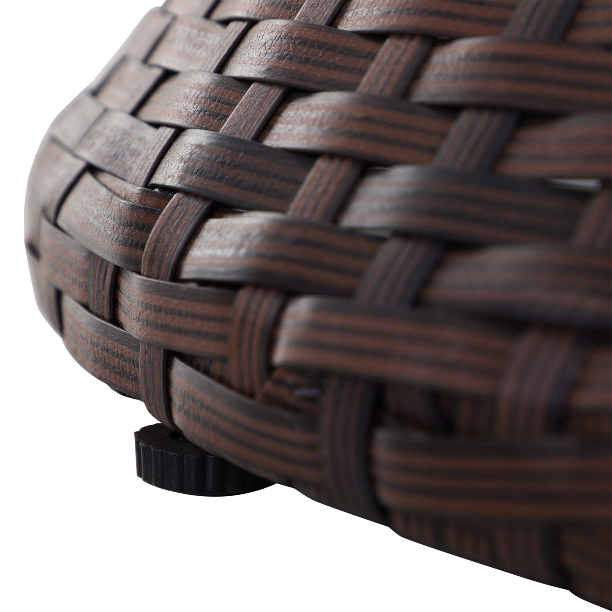 Kozy PE Rattan Ice Bucket Table, Height Adjustable Liftable Outdoor Drinks Cooler, 52 cm Round Garden Beer Cocktail Table with Lid for Bar, Patio, Terrace, Brown