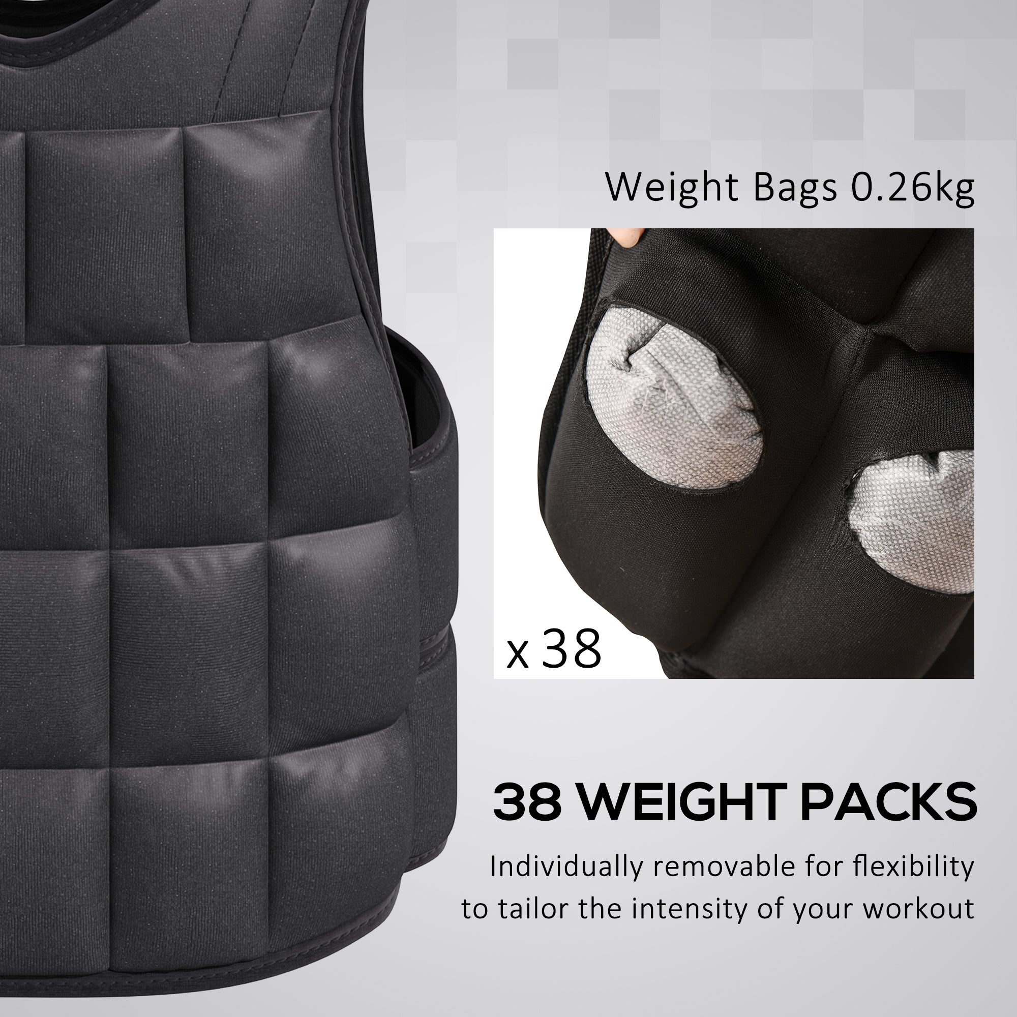 HOMCOM 20kg Adjustable Metal Sand Weight Vest Black