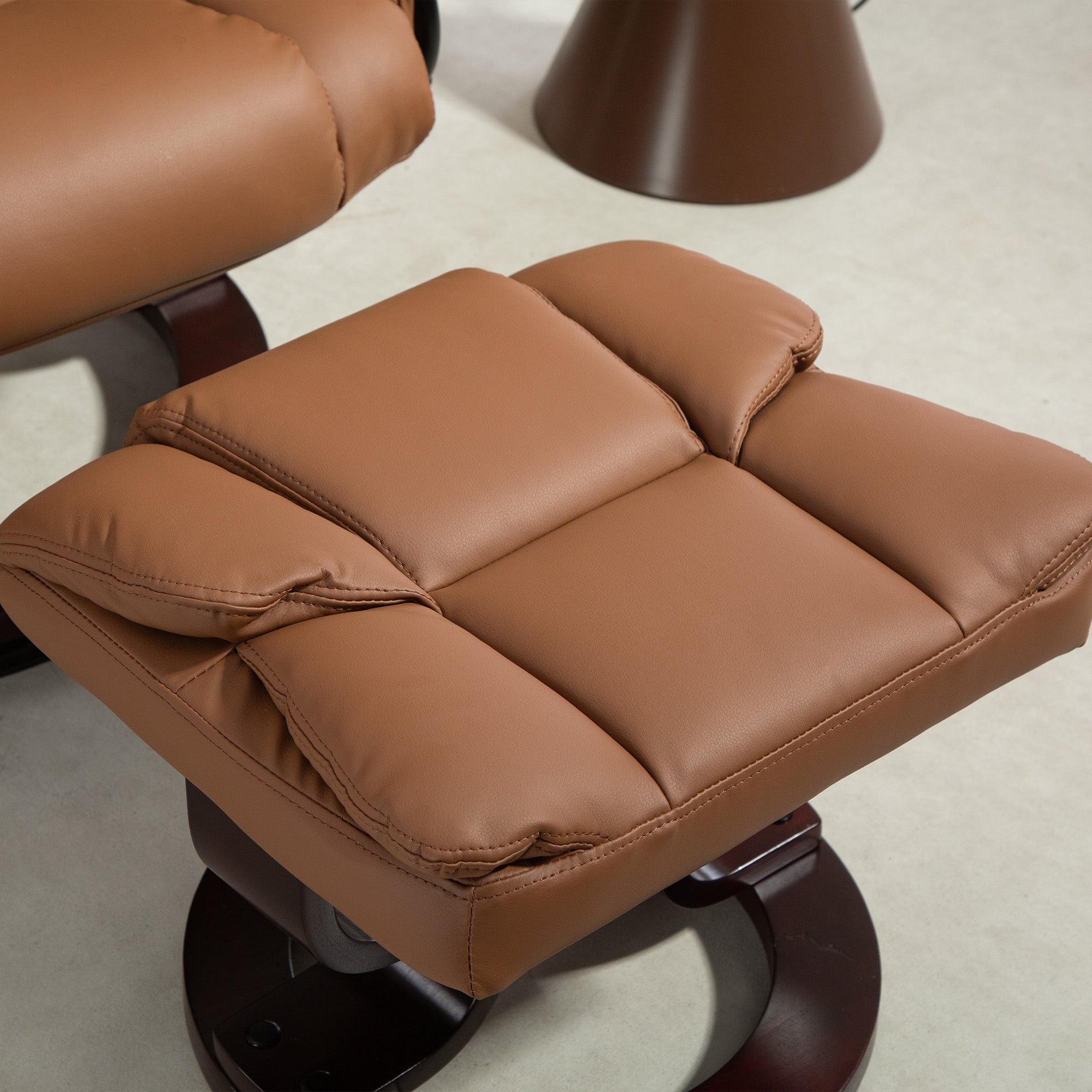 Kozy - Faux Leather Reclining Chair and Footstool - Brown