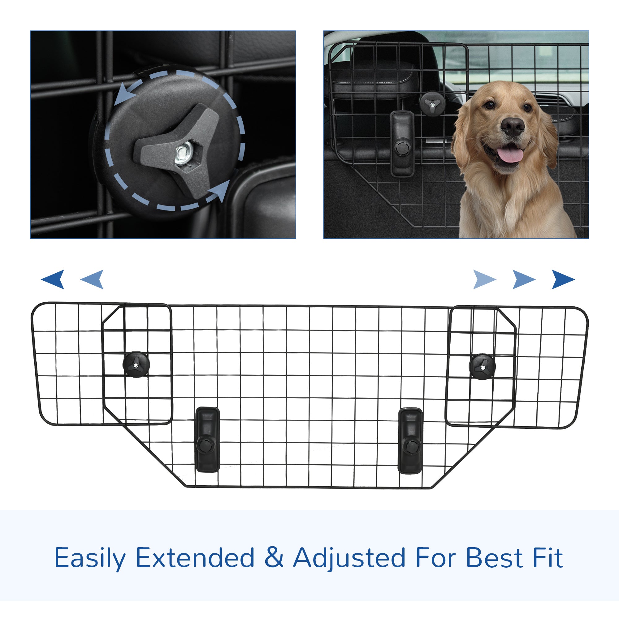 Kozy Dog Guard for Cars Adjustable Boot Barrier Metal Mesh Pet Headrest, 90-120W x 40.5H cm