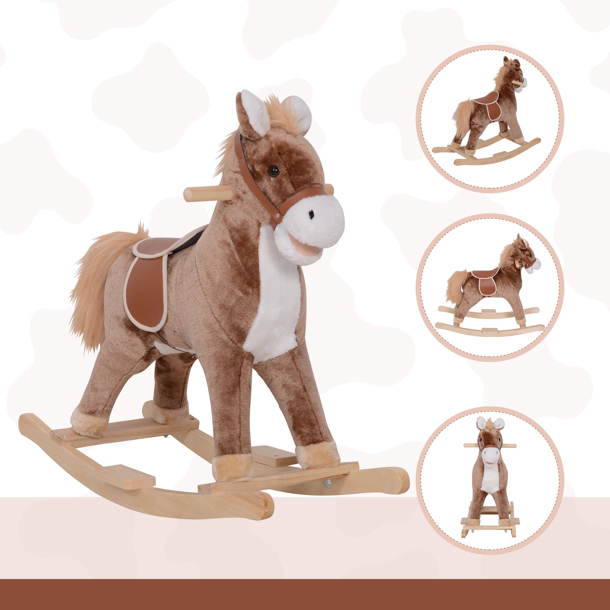 HOMCOM Kids Plush Rocking Horse