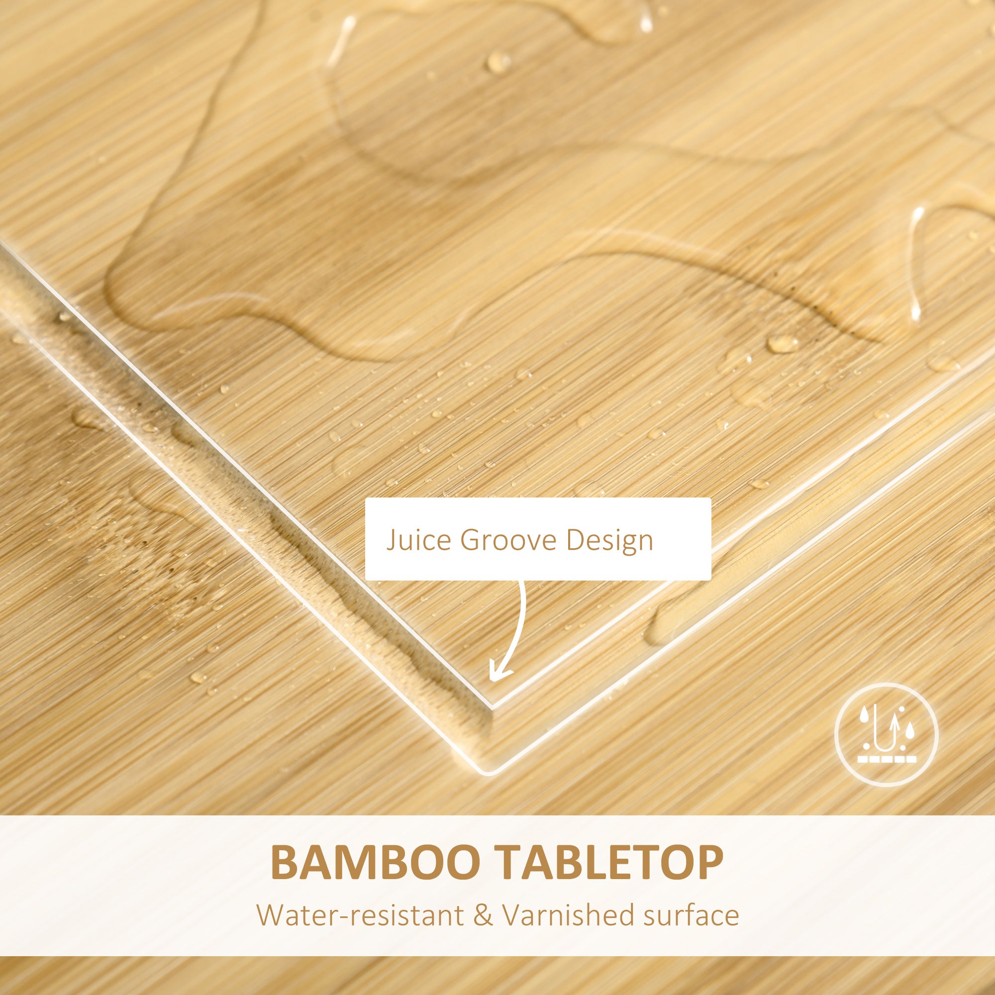 Kozy Rolling Kitchen Island Trolley Utility Cart on Wheels with Bamboo Table Top, Storage Cabinet, Drawer and Wire Basket