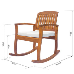 Outsunny Rocking Chair, Acacia Wood, Indoor/Outdoor Use with Cushion, Traditional Design | Aosom UK