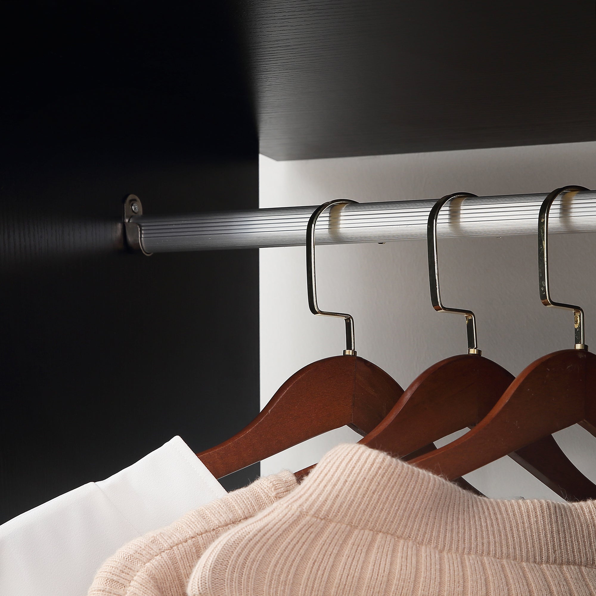 Kozy Open Wardrobe Double Mobile Storage Shelves Organizer W/6 Wheels-Black