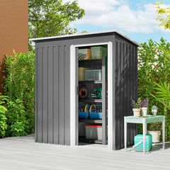 Kozy - 5x3 Storage Shed with Sliding Door and Sloped Roof for Garden, Light Grey