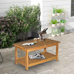 Kozy 45 x 90cm Acacia Wood Two-Tier Garden Table
