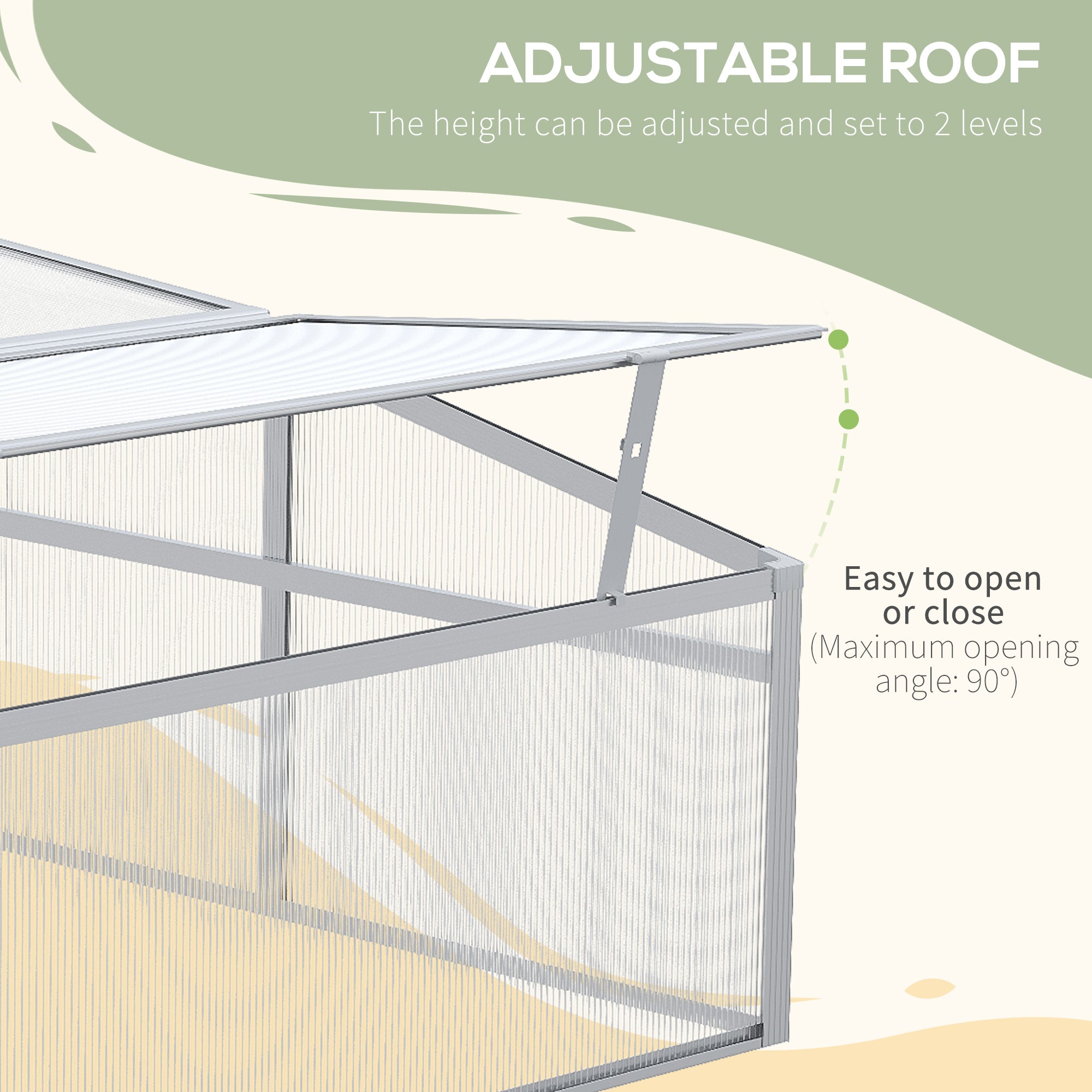 Outsunny Polycarbonate Greenhouse, Aluminium Frame, Grow House for Flowers Vegetables, 100 x 100 x 48 cm