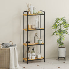Kozy - 4-Tier Bamboo Bathroom Storage Shelf, Freestanding Narrow Shelving Unit with Slatted Shelves for Kitchen Bathroom Living Room, 41.5 x 21.5 x 106 cm, Natural and Black