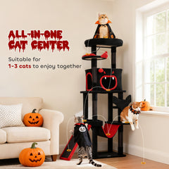 Kozy - Gothic Cat Tree, 152 cm Multi-Level Cat Tower for Large Cats with Coffin Bed, Large Condo, for Halloween