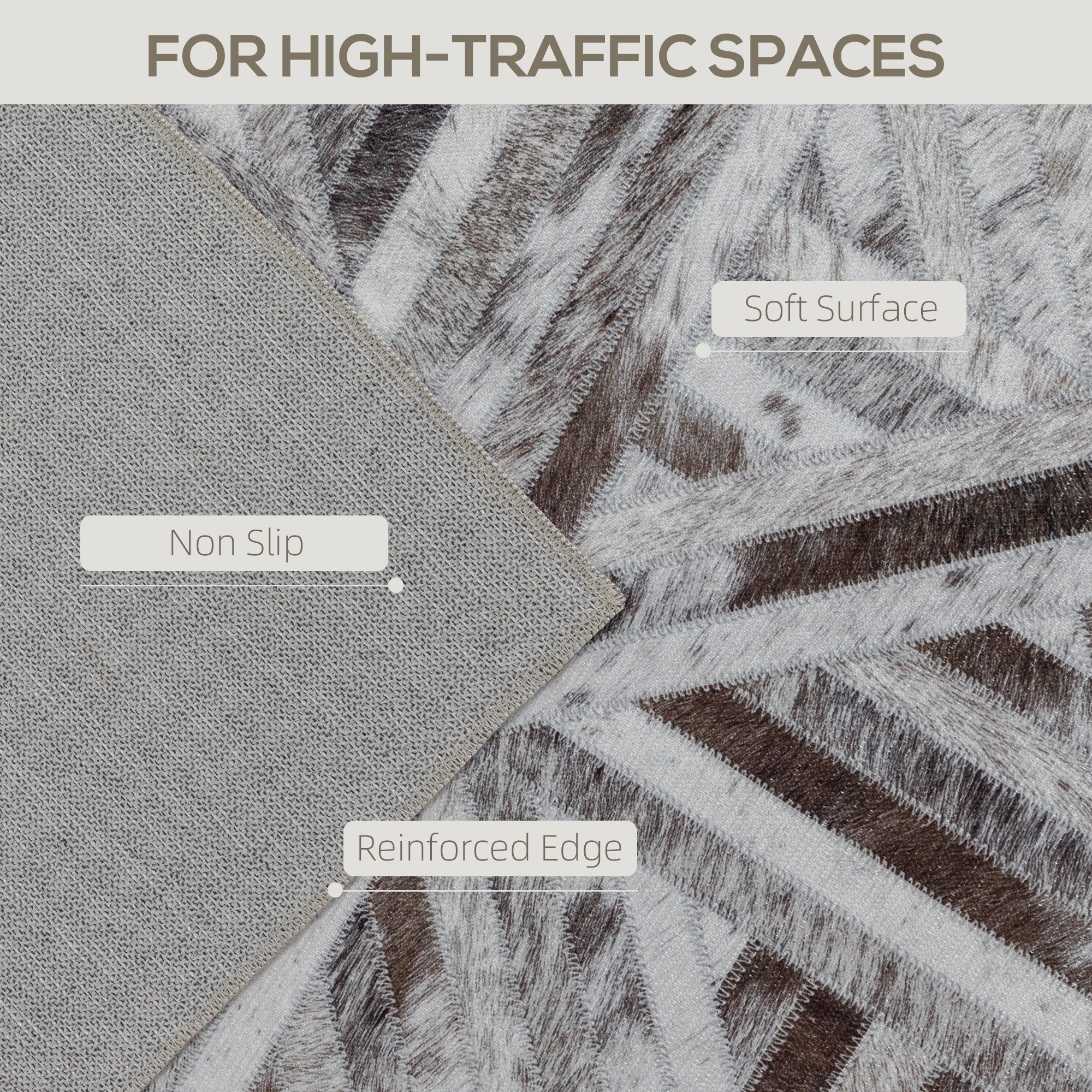 Kozy - Modern Area Rug, Triangle Pattern Non-Slip Washable Rug, Chenille Floor Carpet for Living Room, Bedroom, Dining Room, Home Office, 290 x 200 cm, Brown