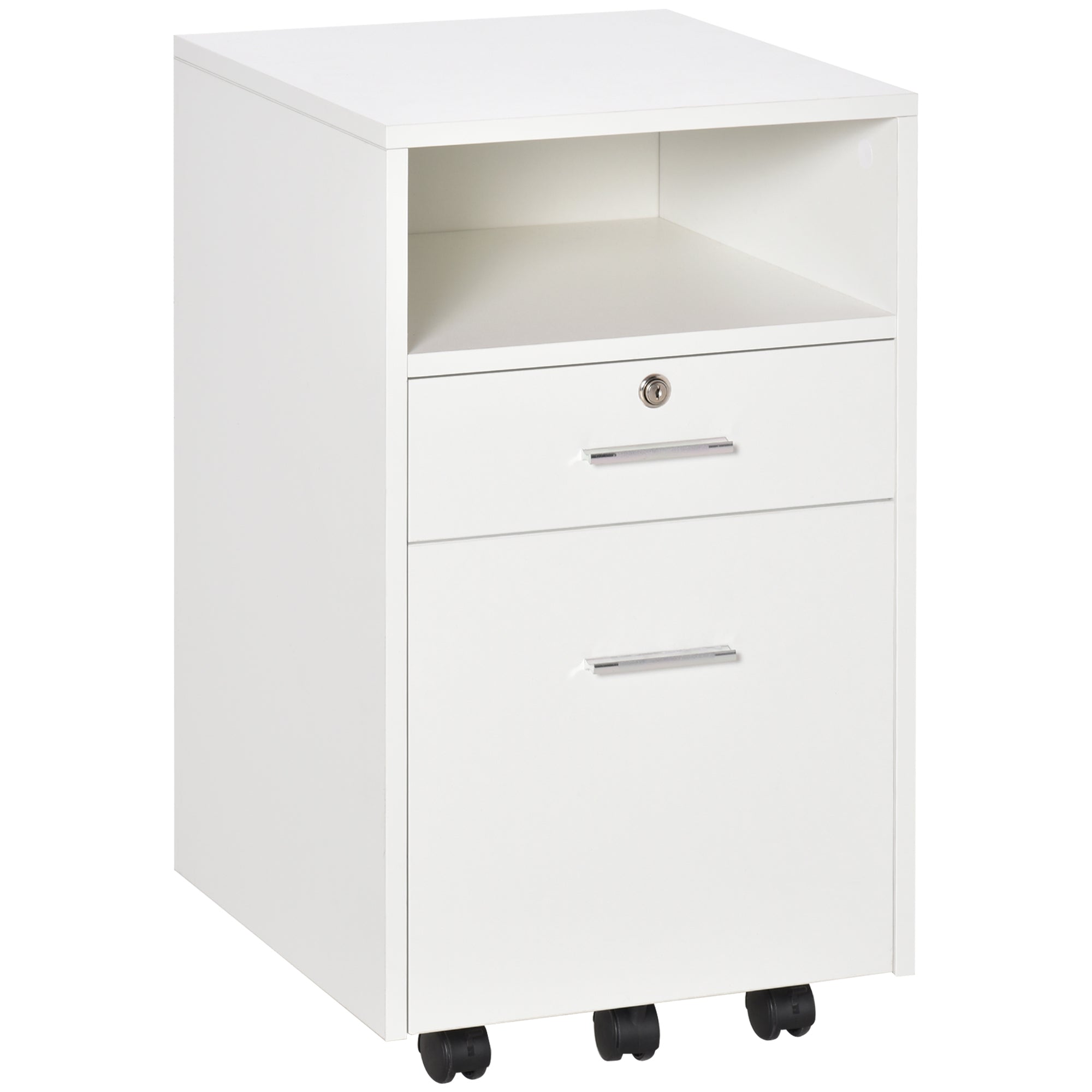 Kozy Lockable Two-Drawer Filing Cabinet, with Wheels - White