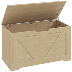 Kozy - 100L Home Storage Box, with Safety Hinges - Natural Wood Finish