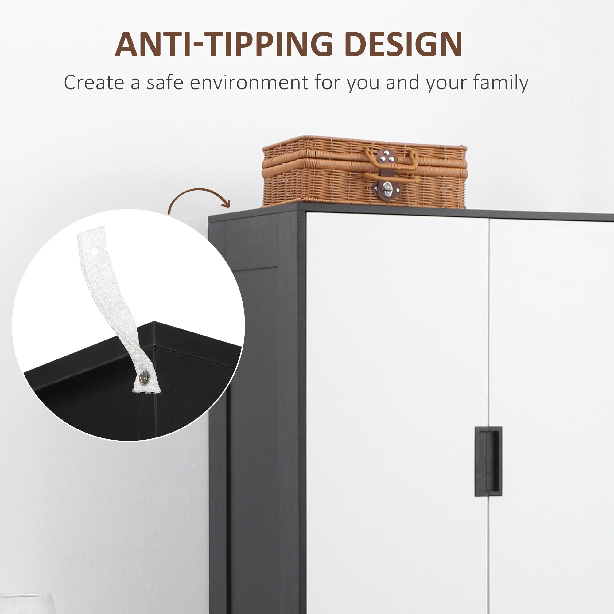 Two Door, Two Drawer Wardrobe - White/Brown