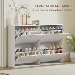 Kozy Wooden Modern Design 4 Drawer Shoes Cabinet Pull Down Shelf Storage Organiser - White