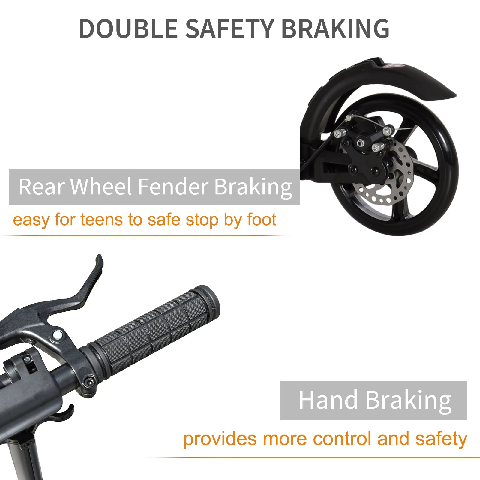 Kozy Kick Scooter, Folding 2 Wheel Scooter for 14+ Teens Adults, with Dual Brake System, Dual Suspension, 230mm Big Wheels, 3 Adjustable Handlebar, up to 100KG, Black