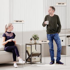 Kozy Narrow Side Table, End Table with 3-Tier Storage, V-Shaped Magazine Holder for Living Room, Bedroom, 40 x 30 x 61cm, Oak