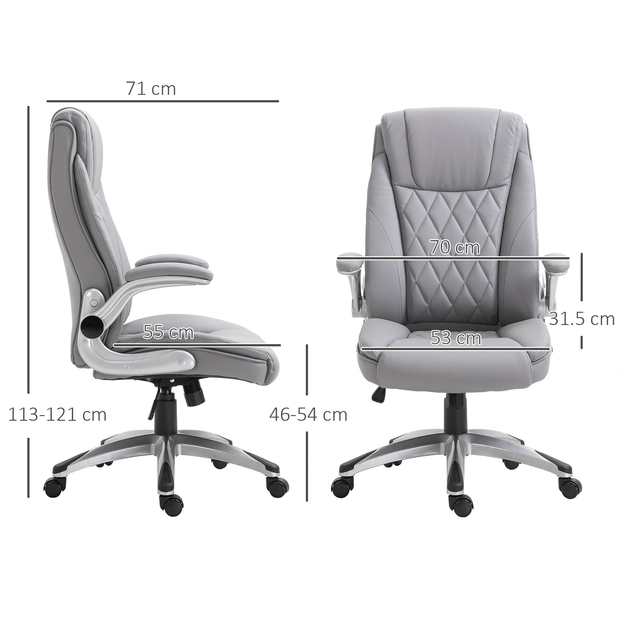 Vinsetto High Back Executive Office Chair Home Swivel PU Leather Ergonomic Chair, with Flip