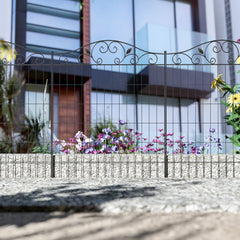 Kozy - Set of 2 Decorative Garden Fence, 8 Panels Metal Picket Fence, Versatile Shapes for Patio Lawn, 365cm x 112cm, Black