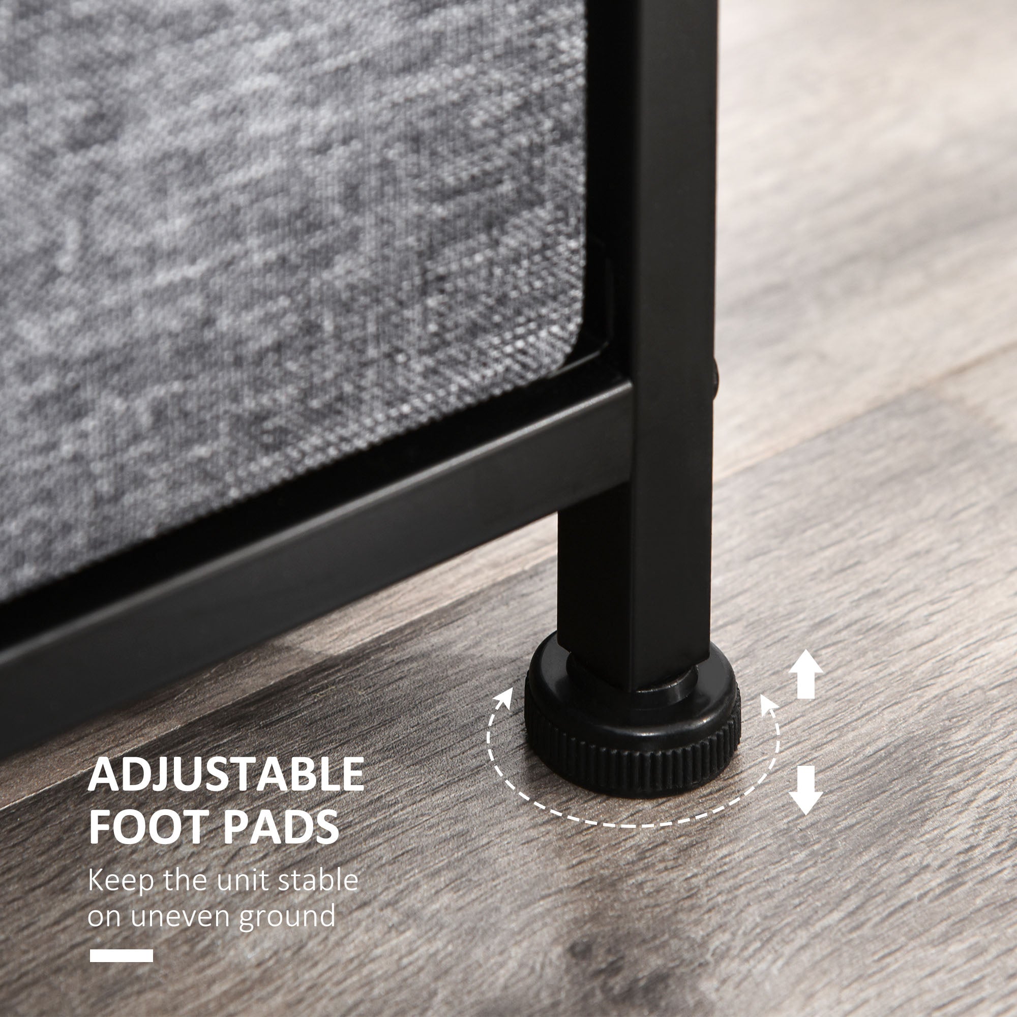 Kozy Chest of Drawers with 8 Foldable Drawers, 3-Tier Fabric Bedroom Dresser, Clothes Storage Unit for Bedroom Living Room, Dark Grey