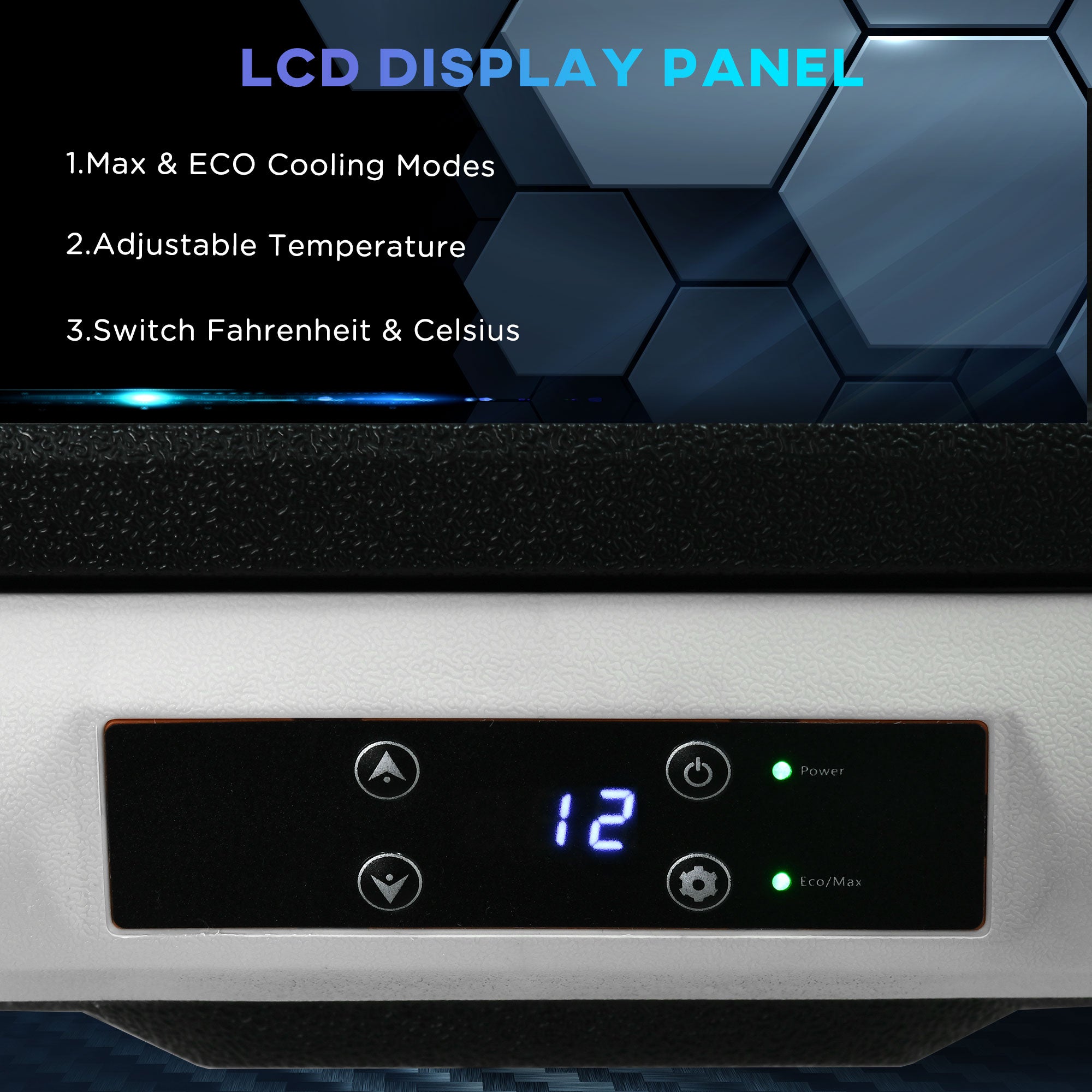 Kozy 50L Car Refrigerator, Portable Compressor Car Fridge Freezer, Electric Cooler Box with 12/24V DC and 110-240V AC for Camping, Driving, Picnic, Down to -20℃