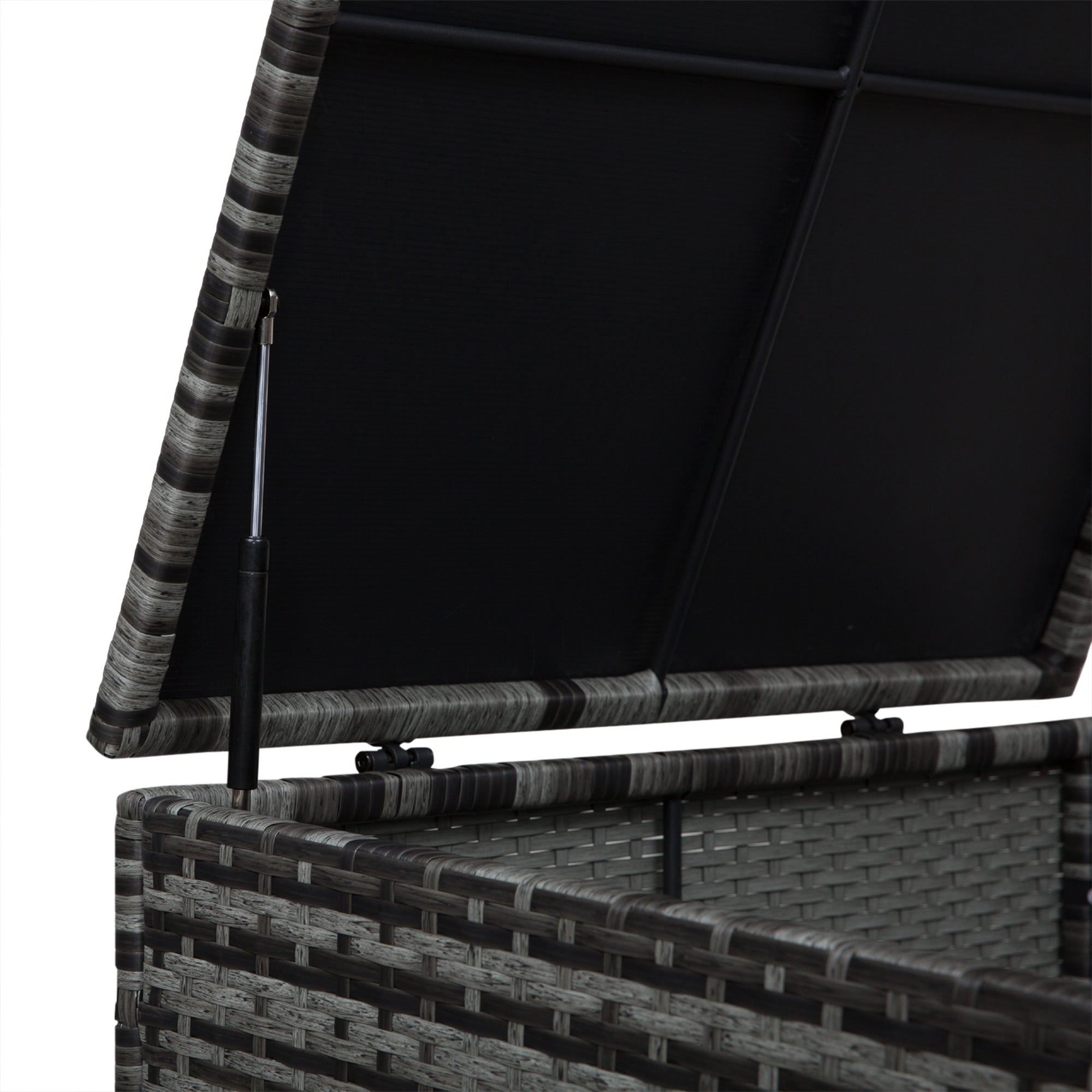 Kozy 4 Pcs Rattan Wicker Garden Furniture Patio Sofa Storage & Table Set w/ 2 Drawers Coffee Table,Great Cushioned 4 Seats Corner Sofa - Grey