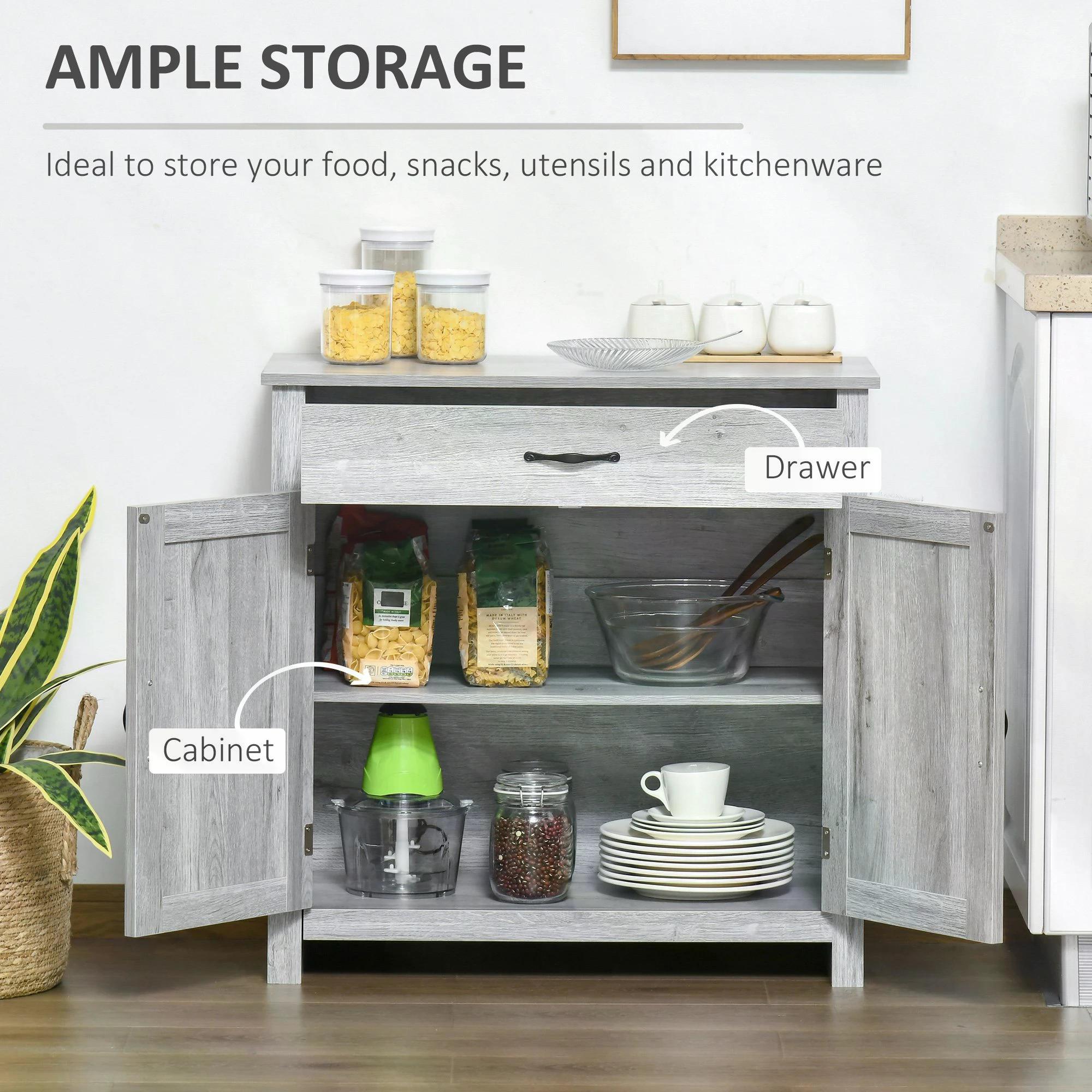 Kozy Farmhouse Barn Door Sideboard Storage Cabinet Coffee Bar for LIVING Room – Grey Grain