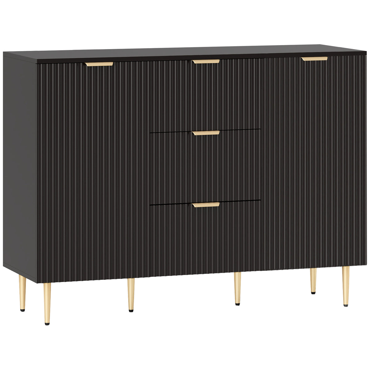 Kozy 2-Door Sideboard with 3 Drawers and Adjustable Shelves - Black