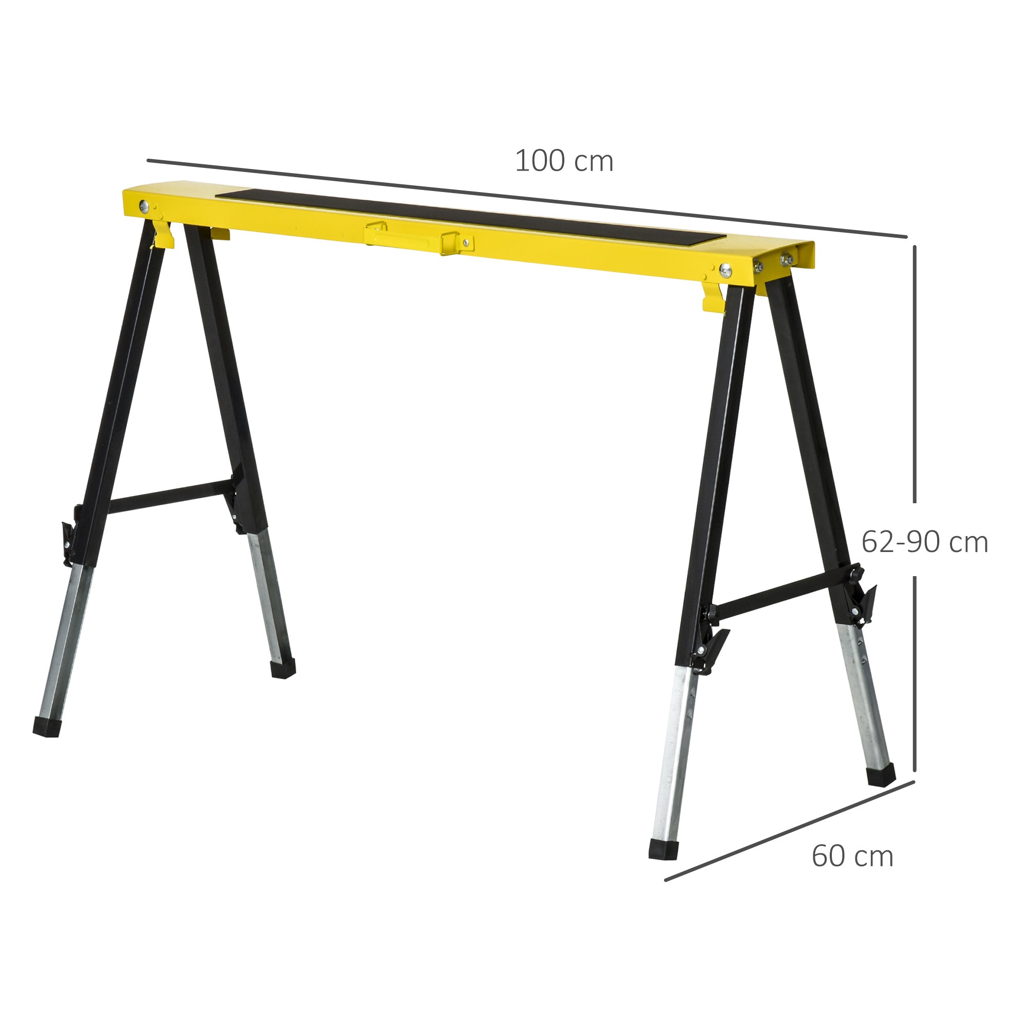 Kozy 2PCS Saw Horse Twin Pack Folding Workbench Adjustable Metal Trestle Stands with Non-slip EVA Surface for Sawing Work Max Load 100kg