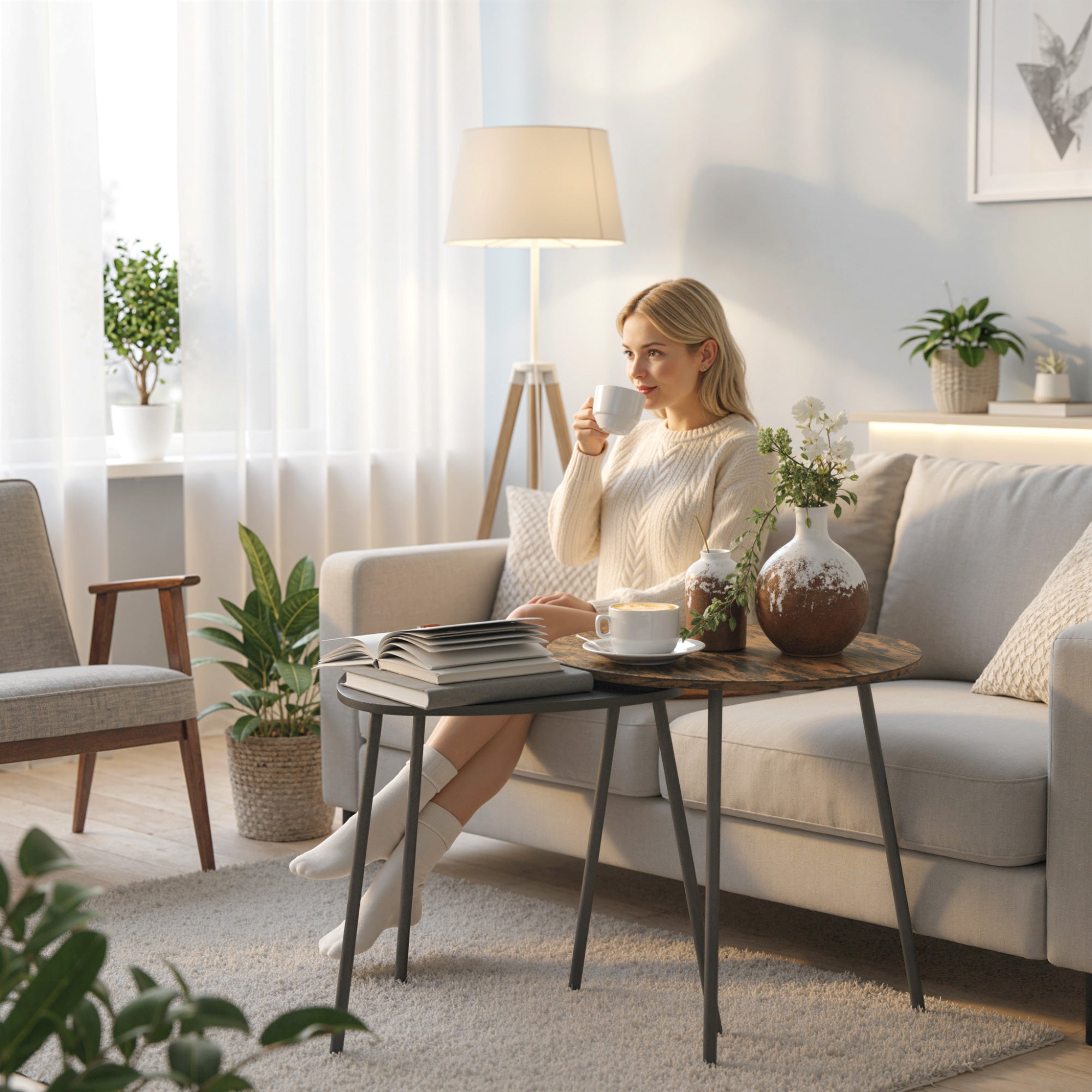 Kozy Nesting Side Table Set of 2 - Rustic Brown