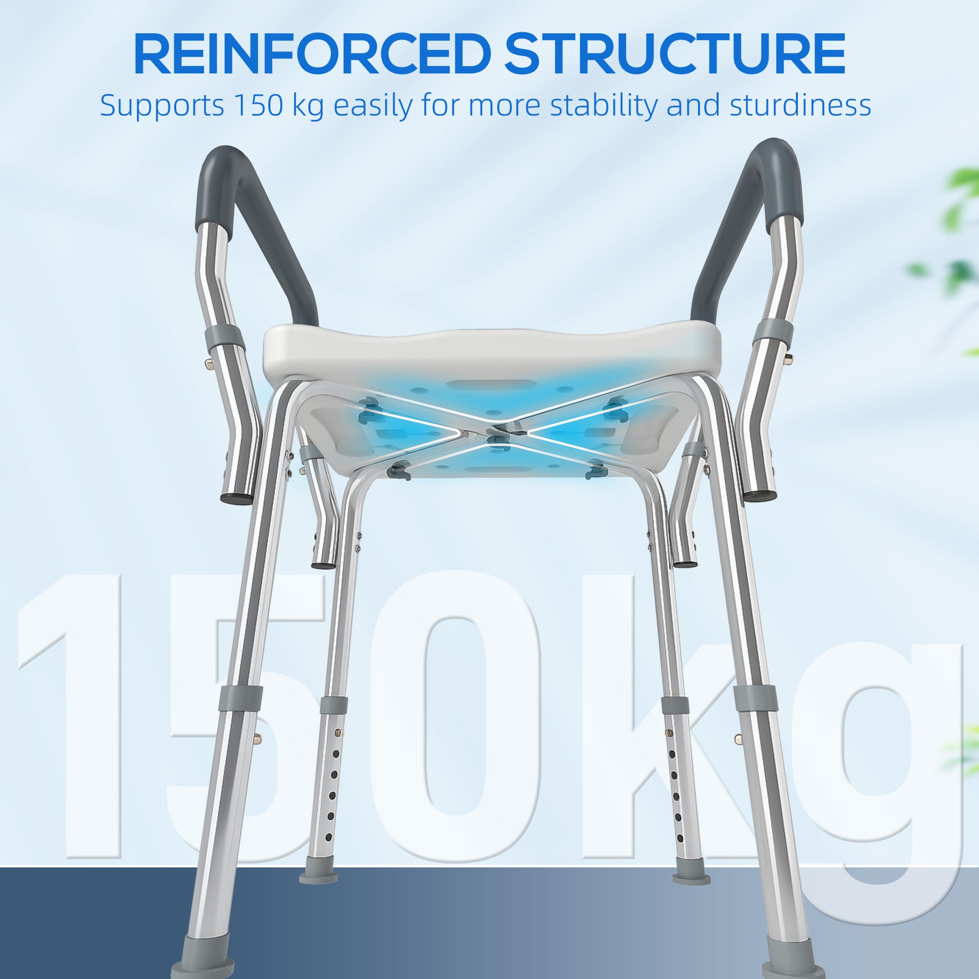 Kozy - 57-69cm Aluminium Frame Bath Seat - Light Blue