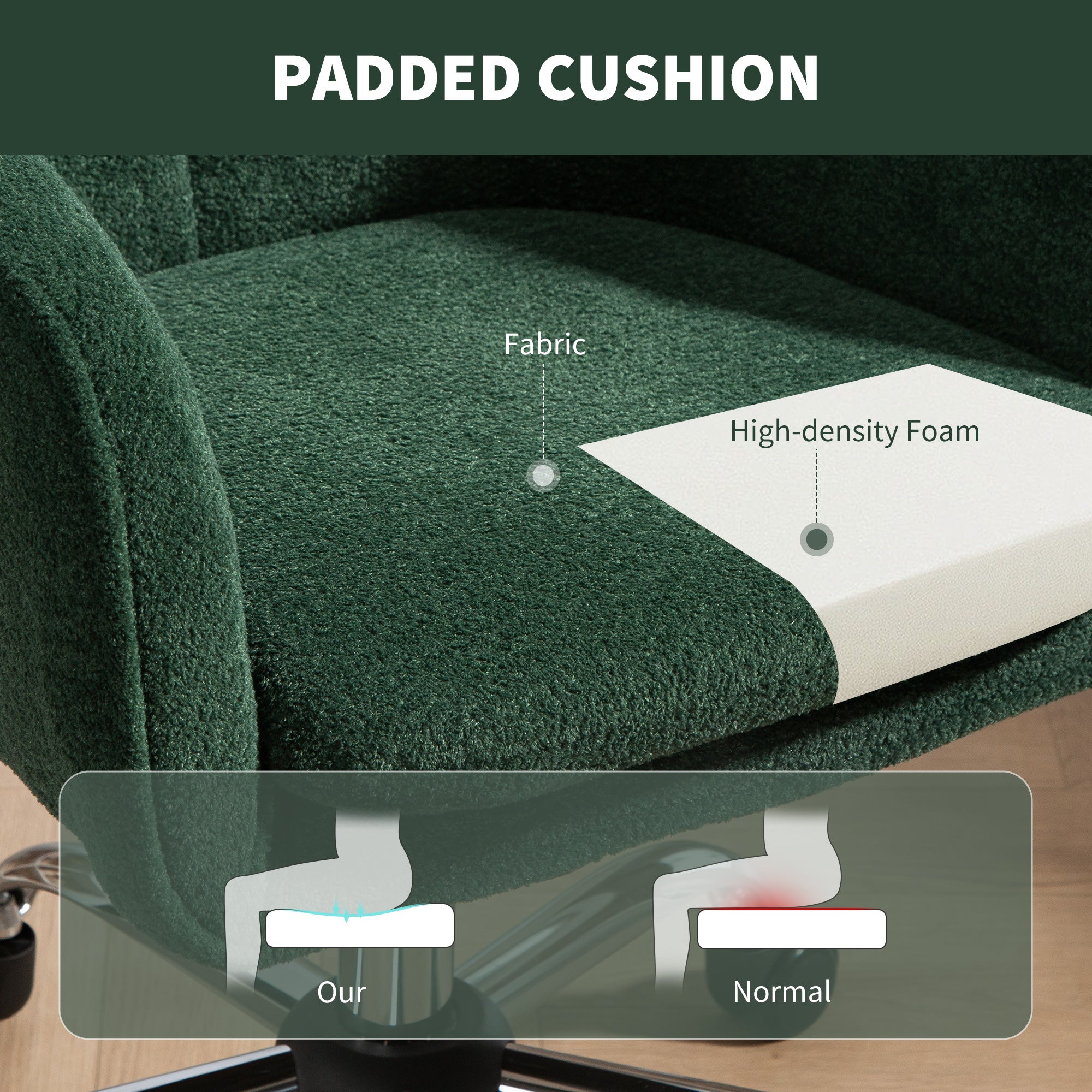 Kozy - Velvet-Feel Office Chair - Dark Green