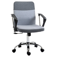 Kozy Office Chair Linen Fabric Swivel Computer Desk Chair Home Study Adjustable Chair with Wheels, Grey
