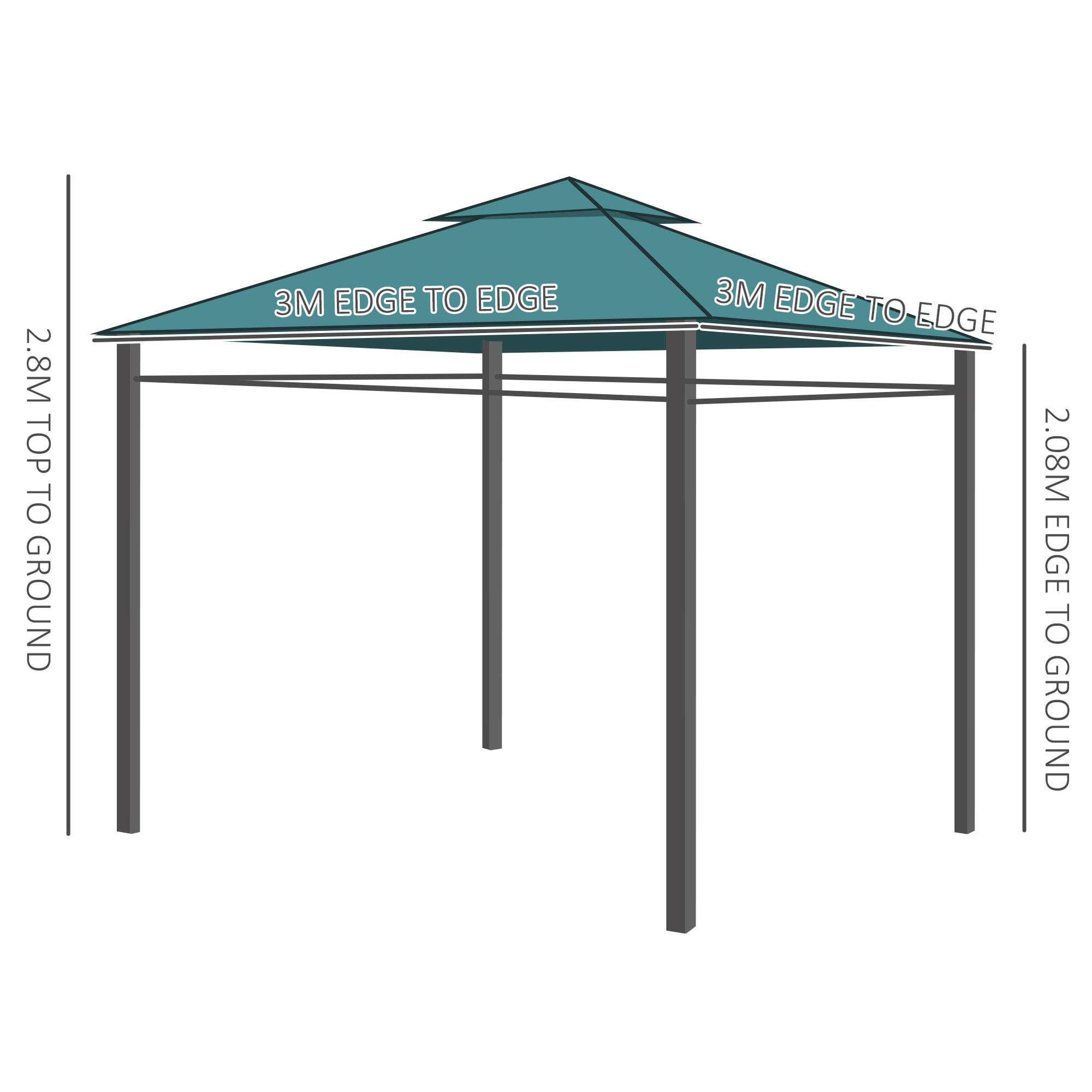 Outsunny 3(m) x 3(m) Metal Garden Gazebo Marquee Party Tent Patio Canopy Pavilion + Sidewalls