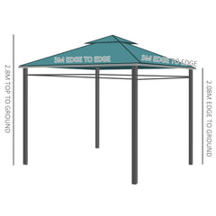 Outsunny 3(m) x 3(m) Metal Garden Gazebo Marquee Party Tent Patio Canopy Pavilion + Sidewalls