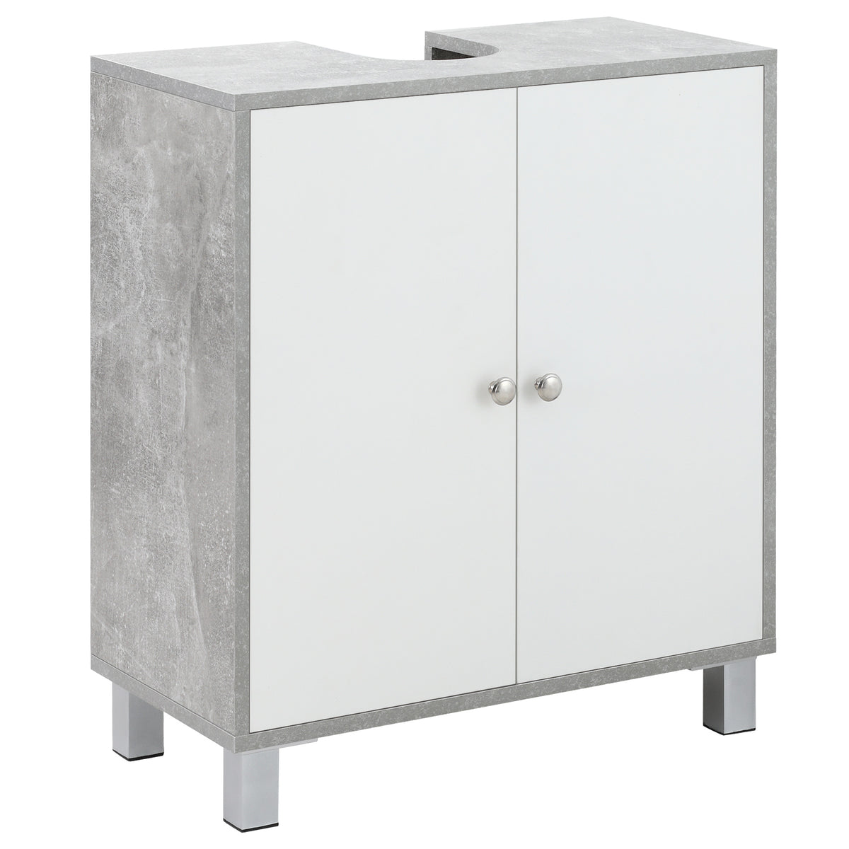 Kozy Under Sink Cabinet, Bathroom Vanity Unit, Storage Cupboard with Adjustable Shelves, White and Grey